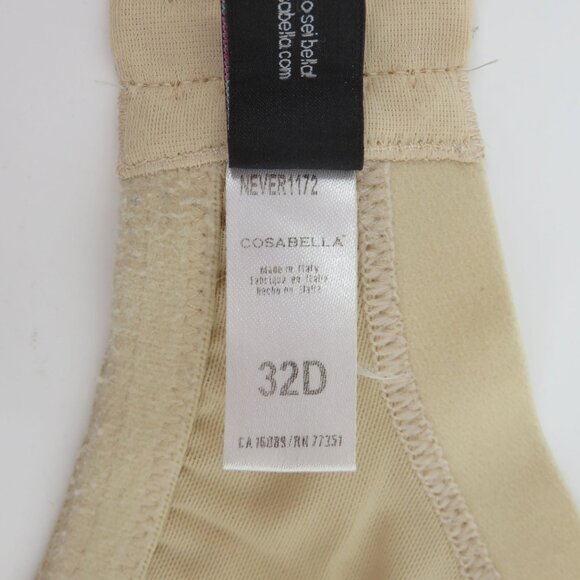 Cosabella 32D Bra NEVER 1172 Cream Beige Underwire Lined Lace Trim Mesh Overlay - Picture 13 of 16